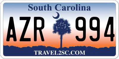 SC license plate AZR994