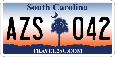 SC license plate AZS042