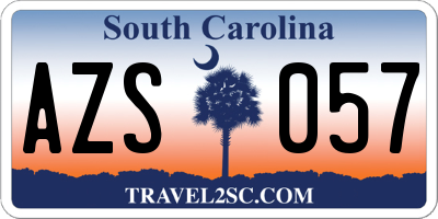 SC license plate AZS057