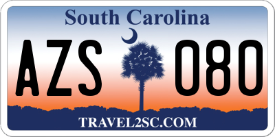 SC license plate AZS080
