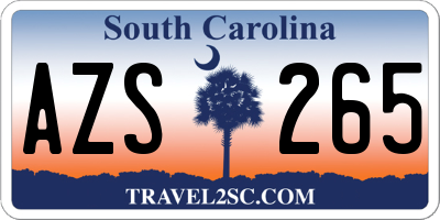 SC license plate AZS265