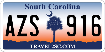 SC license plate AZS916