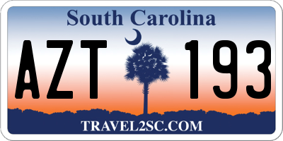 SC license plate AZT193
