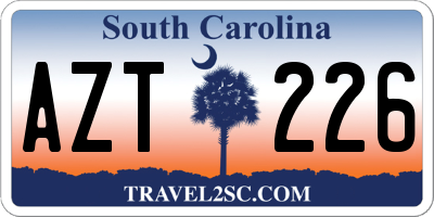 SC license plate AZT226