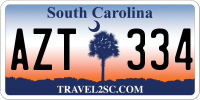 SC license plate AZT334