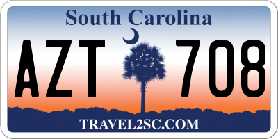 SC license plate AZT708