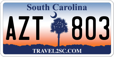 SC license plate AZT803