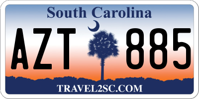 SC license plate AZT885