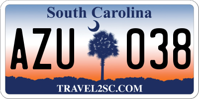 SC license plate AZU038