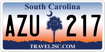 SC license plate AZU217