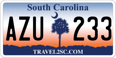 SC license plate AZU233