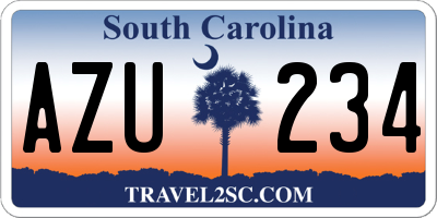 SC license plate AZU234