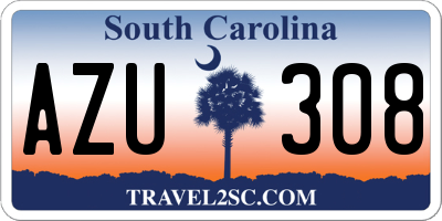 SC license plate AZU308