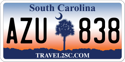 SC license plate AZU838