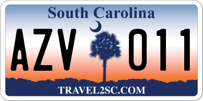 SC license plate AZV011