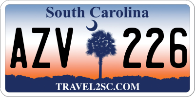 SC license plate AZV226