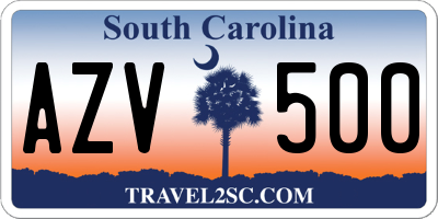SC license plate AZV500