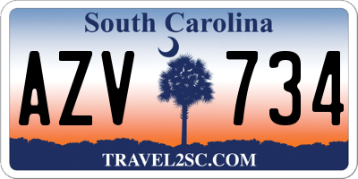 SC license plate AZV734