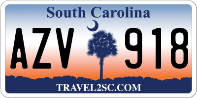 SC license plate AZV918