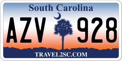 SC license plate AZV928