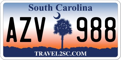 SC license plate AZV988