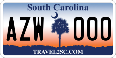 SC license plate AZW000