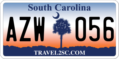 SC license plate AZW056