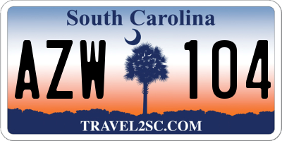 SC license plate AZW104
