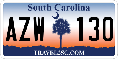 SC license plate AZW130