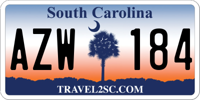 SC license plate AZW184