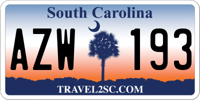 SC license plate AZW193