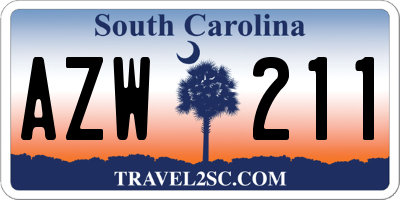 SC license plate AZW211