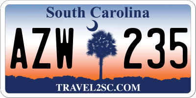 SC license plate AZW235