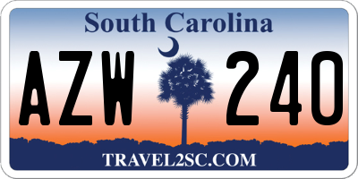 SC license plate AZW240
