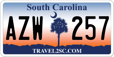 SC license plate AZW257
