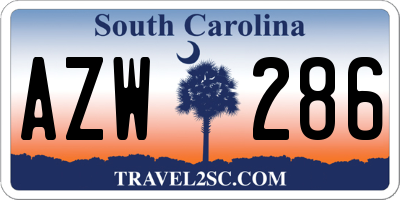 SC license plate AZW286
