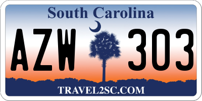SC license plate AZW303