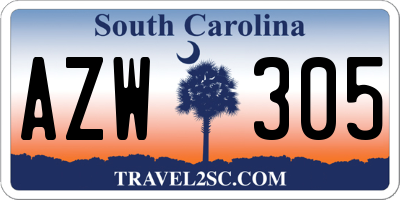 SC license plate AZW305