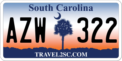 SC license plate AZW322