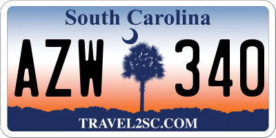 SC license plate AZW340