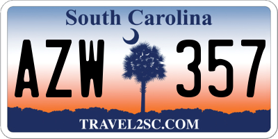 SC license plate AZW357