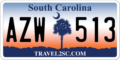 SC license plate AZW513
