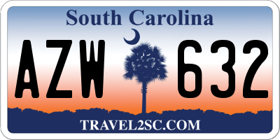 SC license plate AZW632