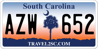 SC license plate AZW652