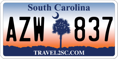 SC license plate AZW837