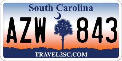 SC license plate AZW843