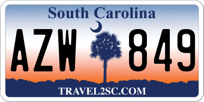 SC license plate AZW849