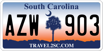 SC license plate AZW903