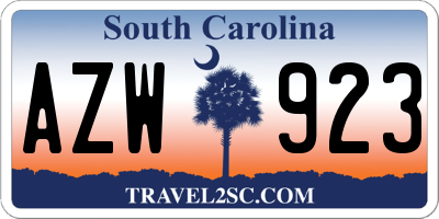 SC license plate AZW923