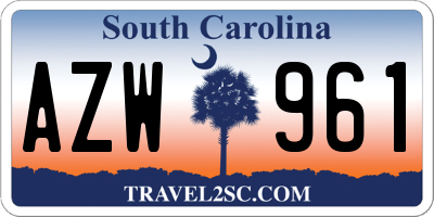 SC license plate AZW961
